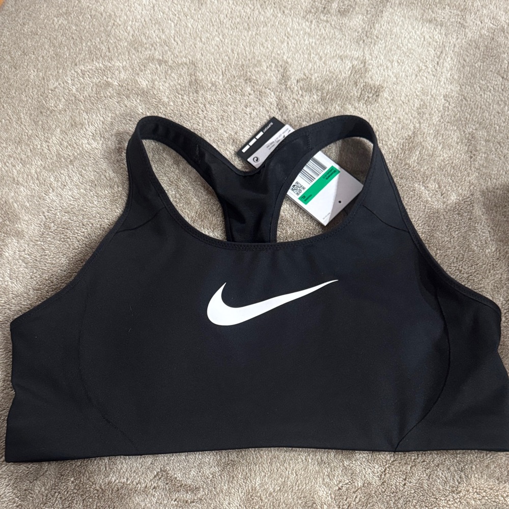 Nike Black Sports Bra with White Swoosh - Racerback